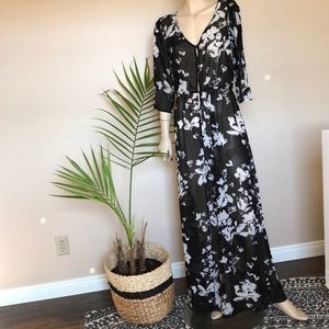 Forever 21 Sheer Black Floral Maxi